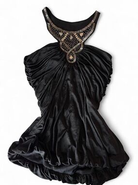 Studio Y Black Beaded Halter Top with Metallic Accents